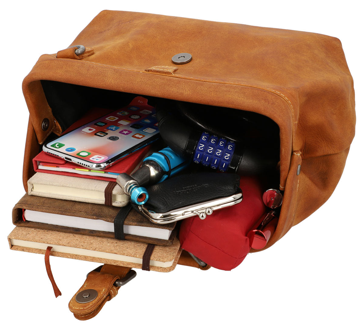 Gusti Lenkertasche „Tillie A.“ Aus Leder – Vintage Braun, Mit Adapterplatte, Für Fahrrad & Als Umhängetasche