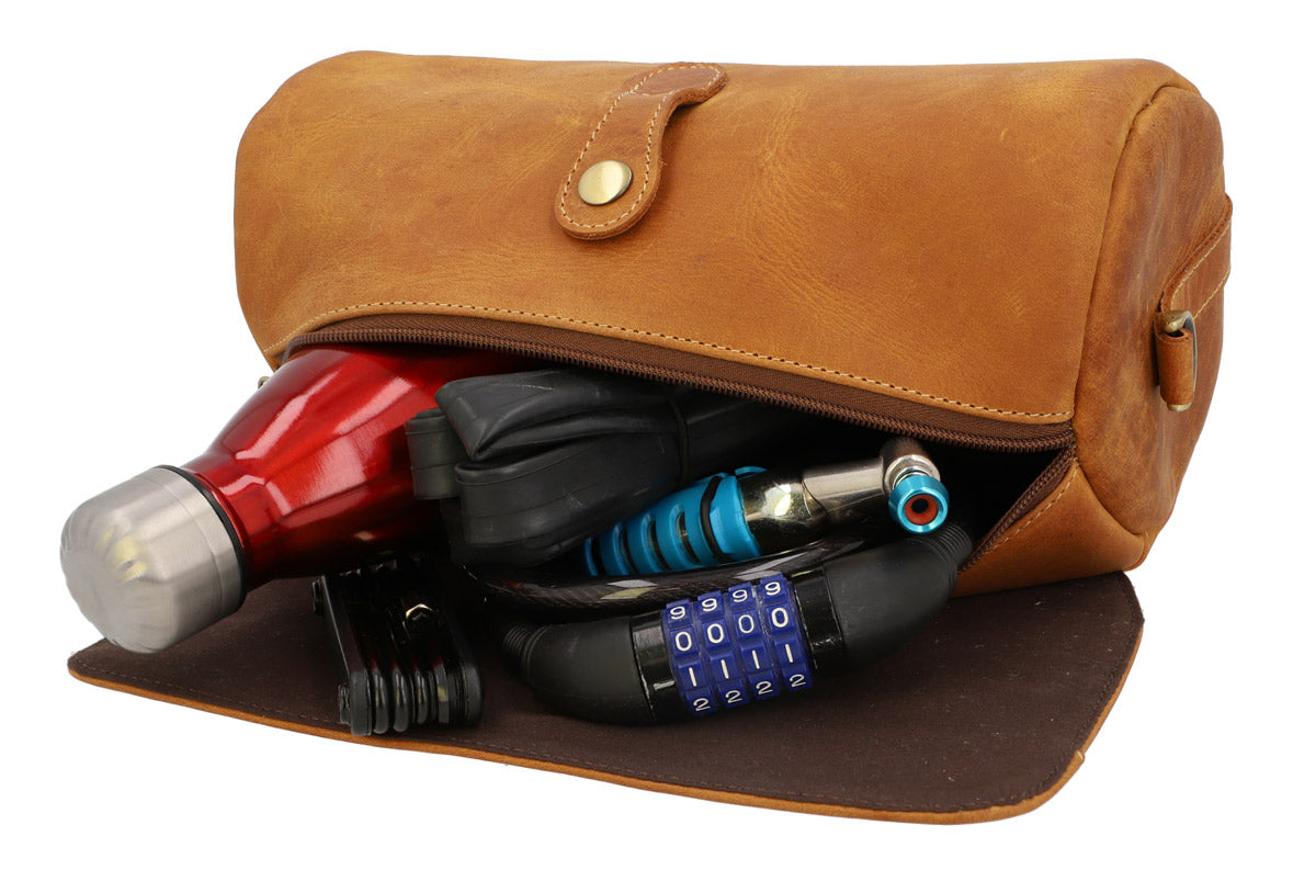 Gusti Lenkertasche 'Barry H.' Aus Vintage-Leder Mit KLICKfix-Platte – Fahrradtasche & Umhängetasche Mit Magnetverschluss
