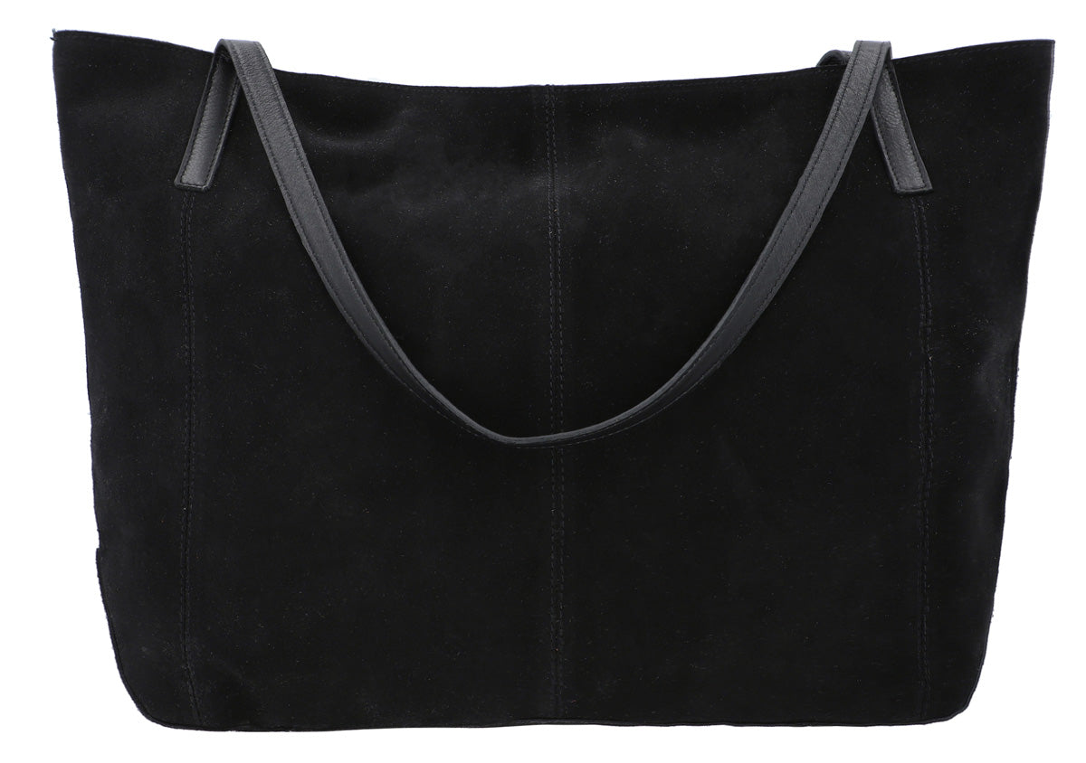 Wildleder Große Schwarze Ledertasche Shopper Wildleder